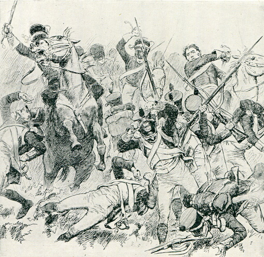 Attack of the British Heavy Dragoons at the Battle of Salamanca on 22nd July 1812 during the Peninsular War, also known as the Battle of Los Arapiles or Les Arapiles
