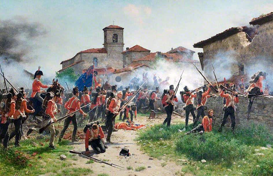 4th, 47th and 69th Regiments storming Gamarra Mayor at the Battle of Vitoria on 21st June 1813 in the Peninsular War: picture by JP Beadle