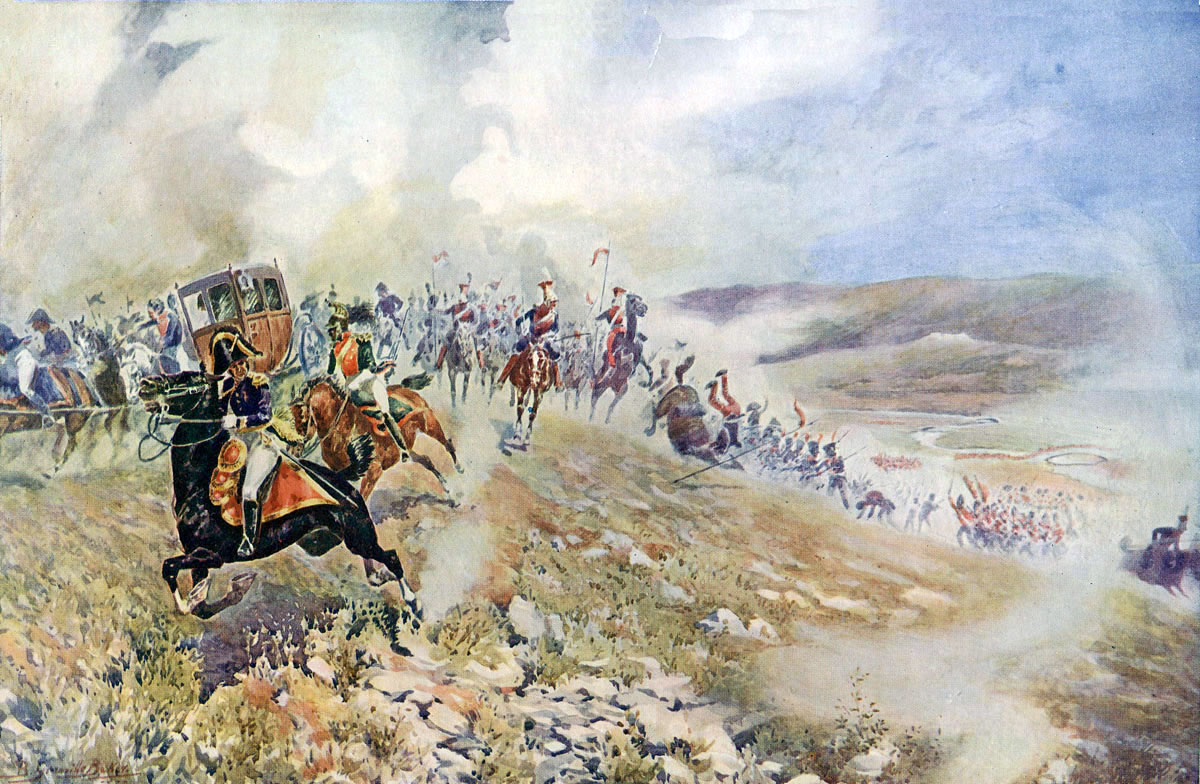 Joseph Napoleon escaping after the Battle of Vitoria on 22nd July 1812 during the Peninsular War: picture by B. Granville Baker