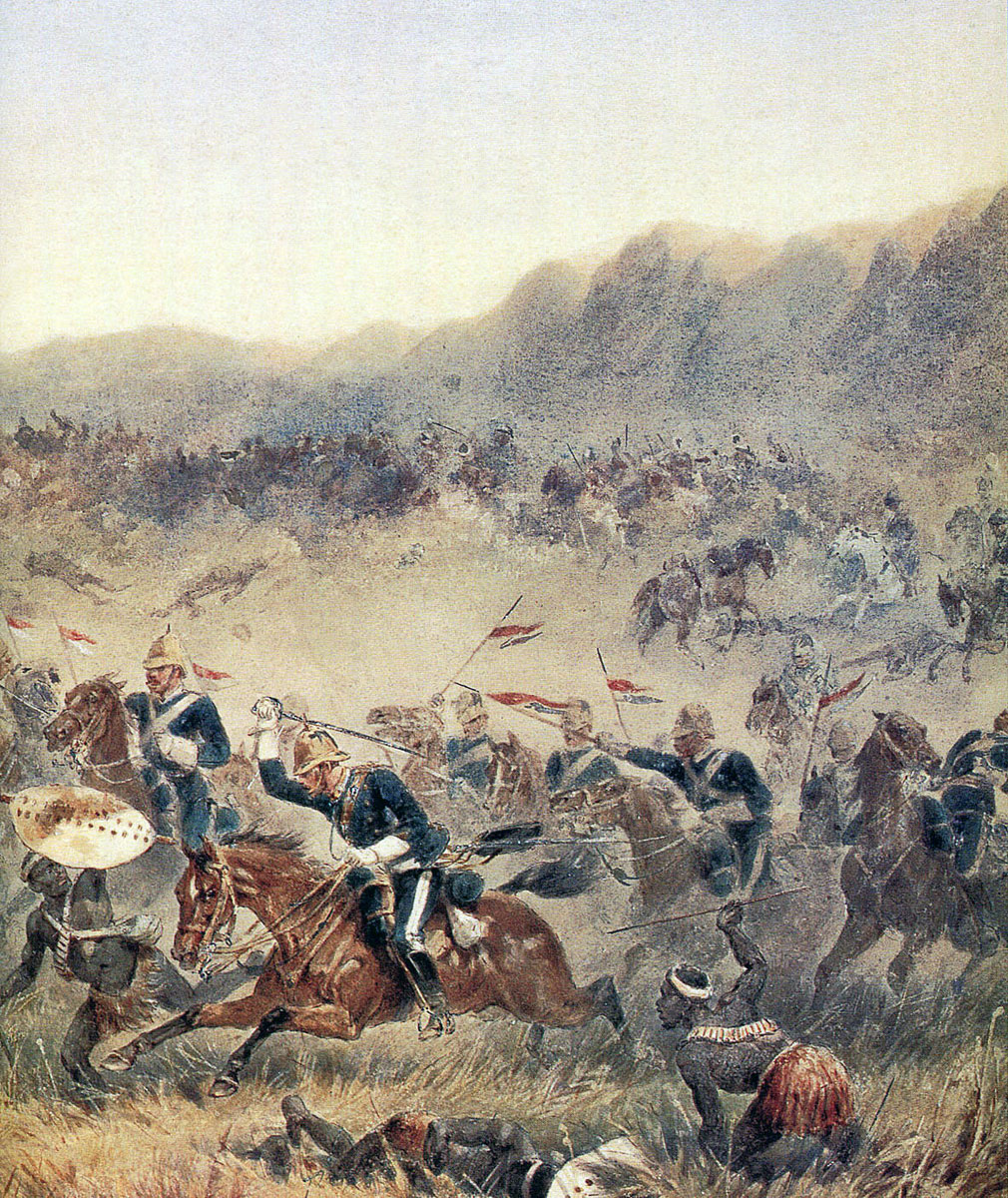 Charge of the 17th Lancers at the Battle of Ulundi on 4th July 1879 in the Zulu War: picture by Orlando Norie