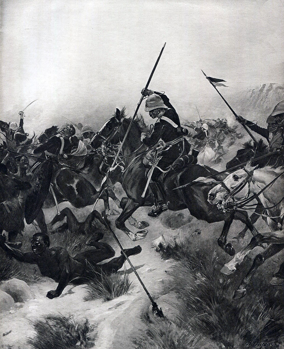 Charge of the 17th Lancers at the Battle of Ulundi on 4th July 1879 in the Zulu War: picture by Henri Dupray
