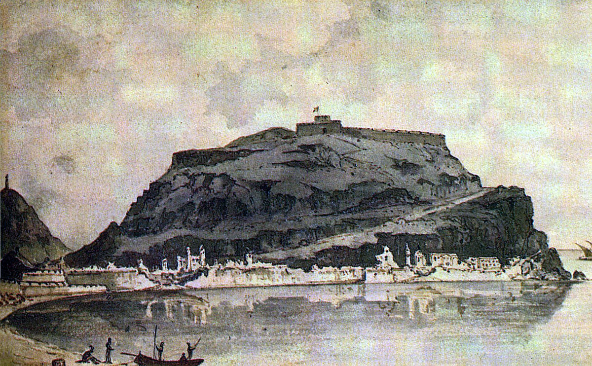 Contemporary picture of San Sebastian showing the Great Breach and the Lesser Breach after the Storming of San Sebastian between 11th July and 9th September 1813 in the Peninsular War