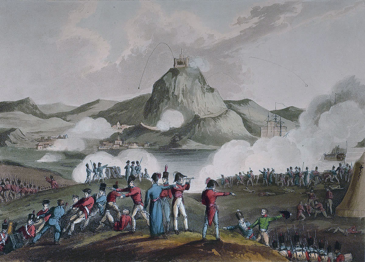 Working the British Batteries on the Chofre Sandhills at the Storming of San Sebastian between 11th July and 9th September 1813 in the Peninsular War
