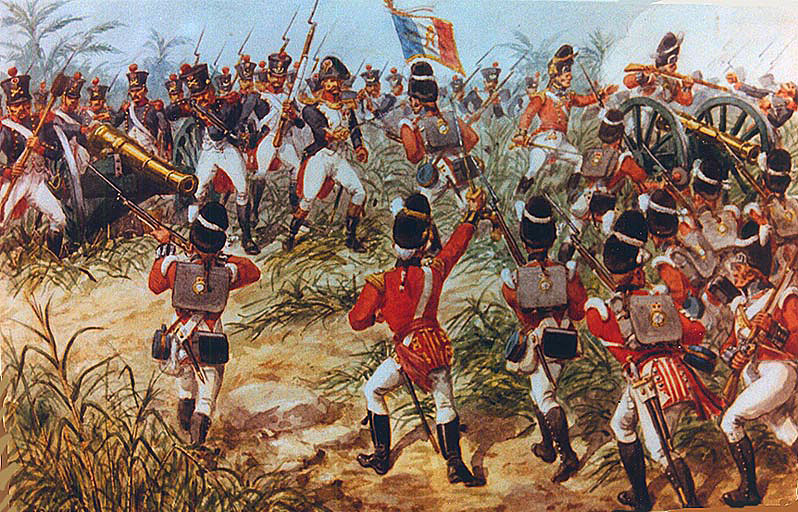 7th Fusiliers at the Battle of Albuera on 16th May 1811 in the Peninsular War: picture by Richard Simkin