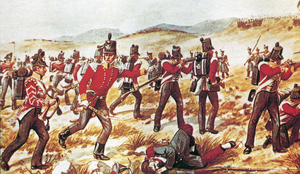 85th Light Infantry at the Battle of the Nivelle on 10th November 1813 during the Peninsular War: picture by Richard Simkin