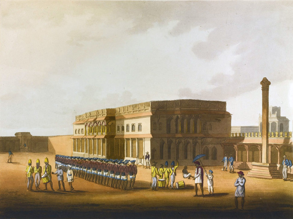 British Sepoys outside Tipu Sultan's palace in Bangalore:  Storming of Seringapatam on 4th May 1799 in the Fourth Mysorean War