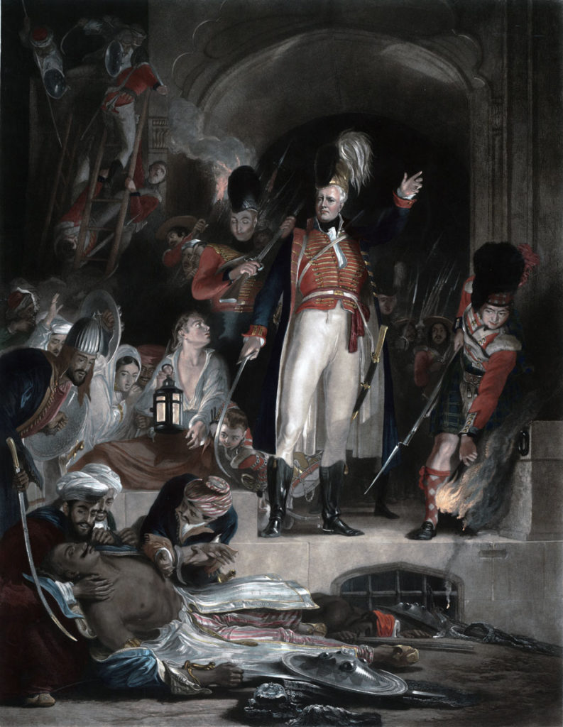 Sir David Baird discovering the body of Tipu Sultan after the Storming of Seringapatam on 4th May 1799 in the Fourth Mysorean War