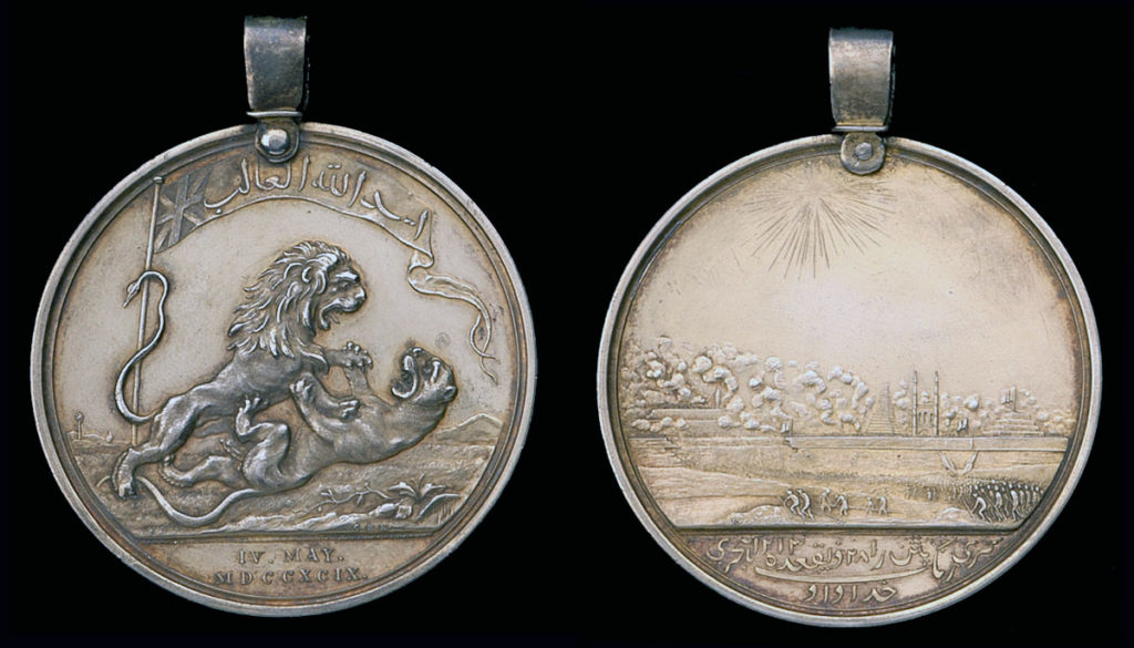 Medal issued by the East India Company to commemorate the Storming of Seringapatam on 4th May 1799 in the Fourth Mysore War