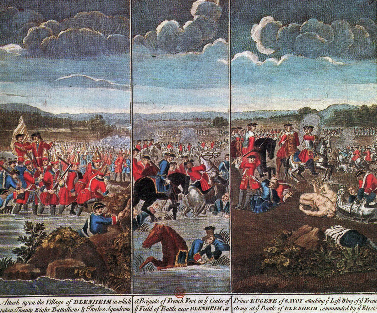 Triptych of the Battle of Blenheim 2nd August 1704 in the War of the Spanish Succession