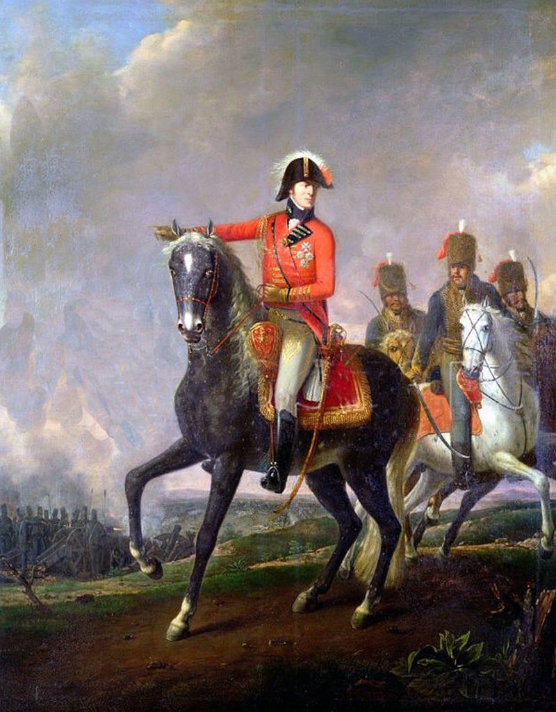 Lord Wellington with British Hussars: Battle of Orthez on 27th February 1814 in the Peninsular War