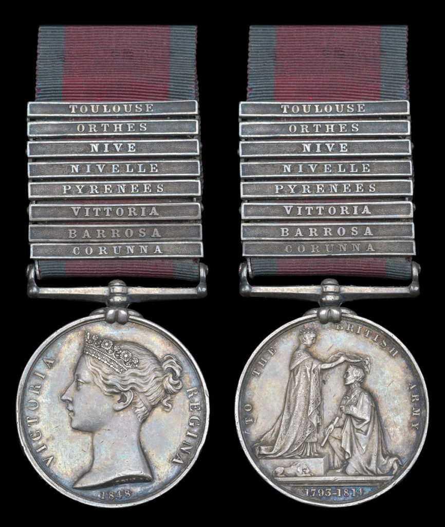 Military General Service Medal 1847 with clasp for the Battle of Toulouse on 10th April 1814 in the Peninsular War