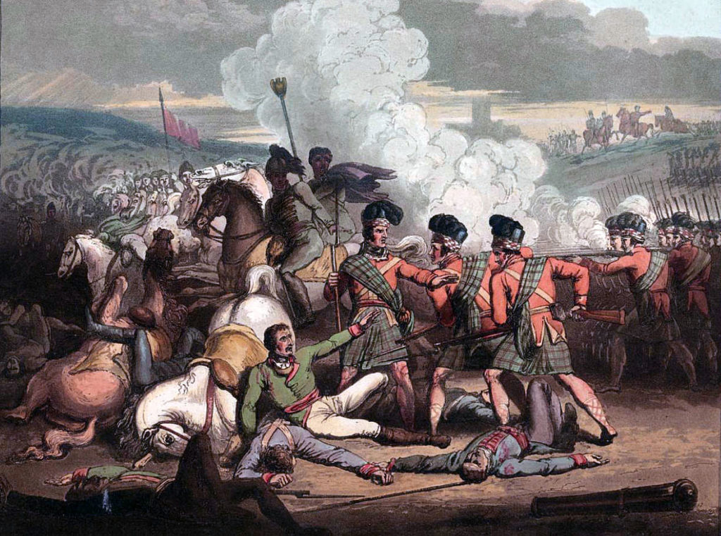 Capture of the French General Brennier by the 71st Highlanders at the Battle of Vimeiro on 21st August 1808 in the Peninsular War: picture by R. Westall