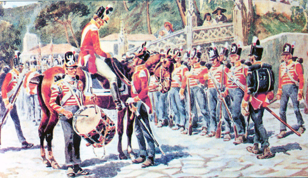 British 9th Regiment before the Battle of Roliça on 17th August 1808 in the Peninsular War