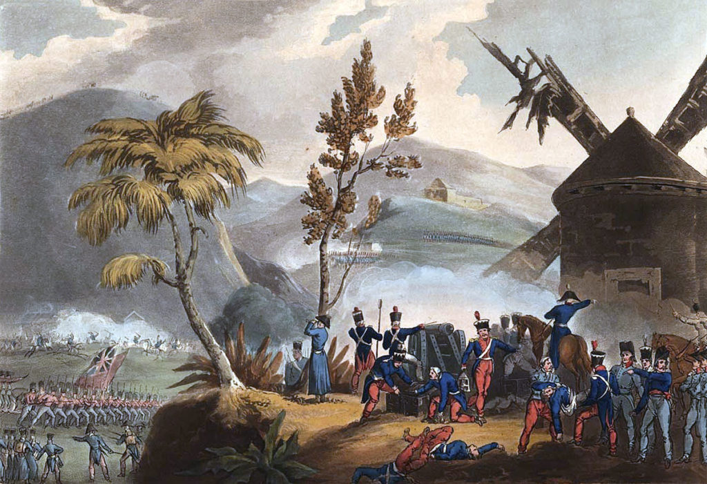 Battle of Roliça on 17th August 1808 in the Peninsular War: picture by J.J. Jenkins