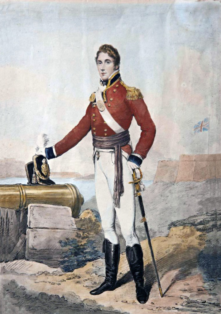 Captain Sir Henry Sullivan, Coldstream Guards, died of wounds after the Sortie from Bayonne on 14th April 1814 in the Peninsular War: portrait by Henry Edridge