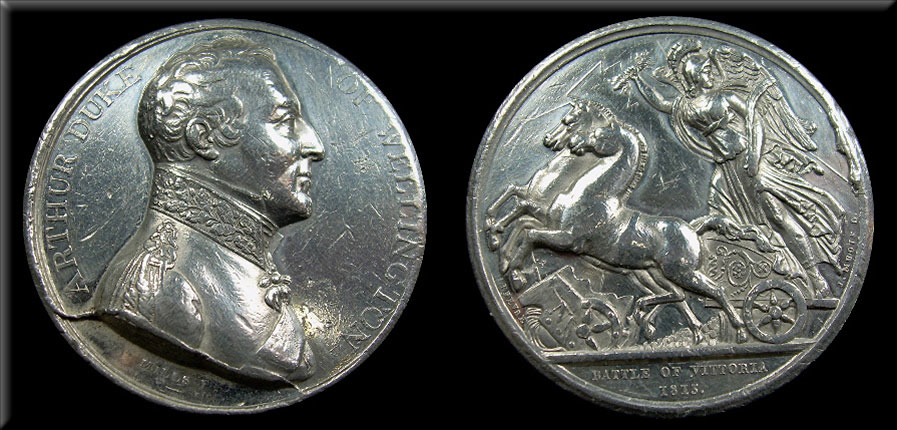 Silver Medal issued in London to commemorate the Battle of Vitoria on 21st June 1813 during the Peninsular War