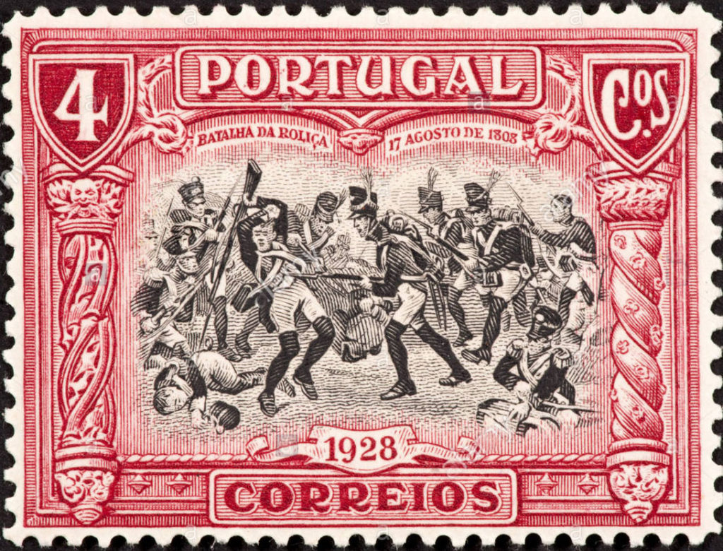 Portuguese stamp commemorating the Battle of Roliça on 17th August 1808 in the Peninsular War