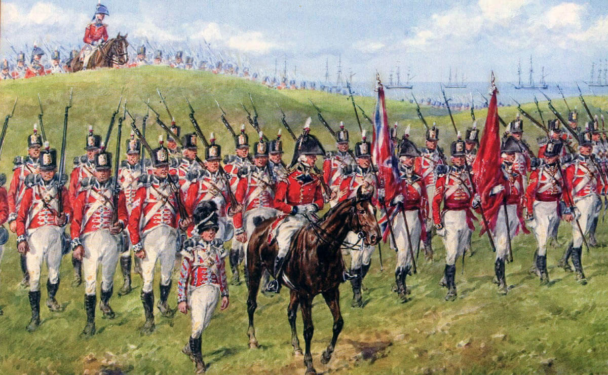 1st Foot Guards at the Battle of Corunna on 16th January 1809 in the Peninsular War: picture by Reginald Wymer