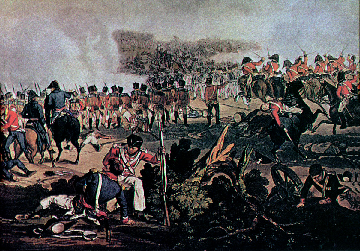 British Infantry advancing at the Battle of Salamanca on 22nd July 1812 during the Peninsular War, also known as the Battle of Los Arapiles or Les Arapiles