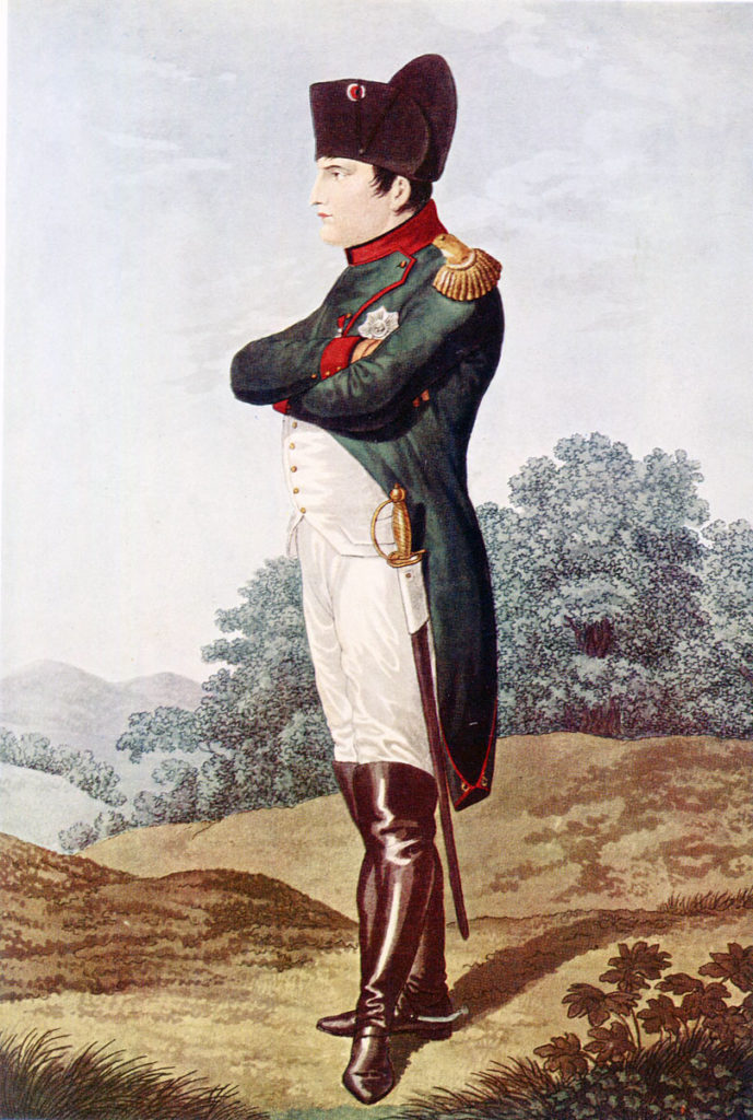 Emperor Napoleon in undress coat of the Chasseurs à Cheval of the Guard: Battle of Benevente on 29th December 1808 in the Peninsular War