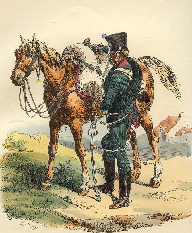 French Chasseur à Cheval: Battle of Sahagun on 21st December 1808 in the Peninsular War: picture by Belangé
