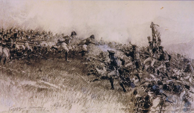 29th Regiment attacking the French at the Battle of Talavera on 28th July 1809 in the Peninsular War