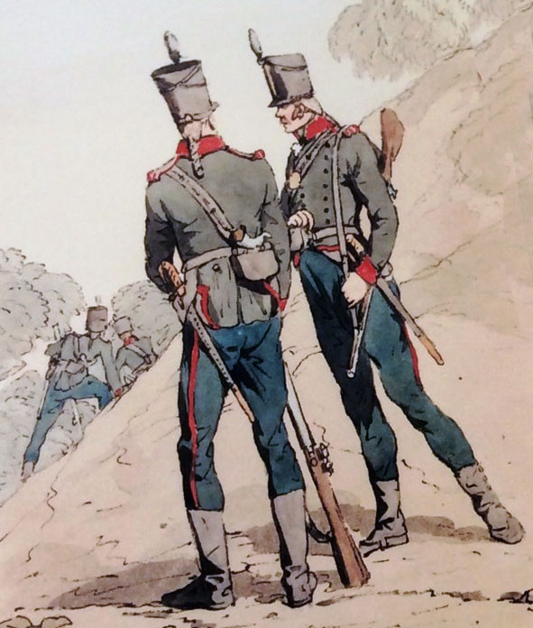 British 5th/60th Rifles: Battle of Talavera on 28th July 1809 in the Peninsular War: picture by Atkinson