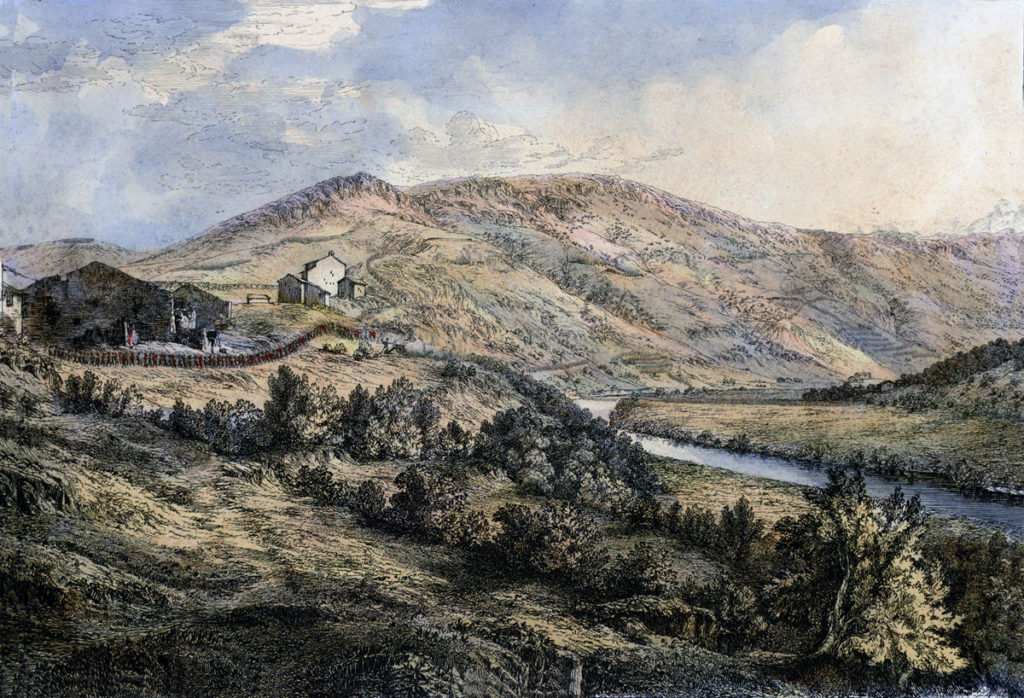 Scene of the Spanish attack at the Battle of San Marcial 31st August-1st September 1813 in the Peninsular War: picture by R. Batty
