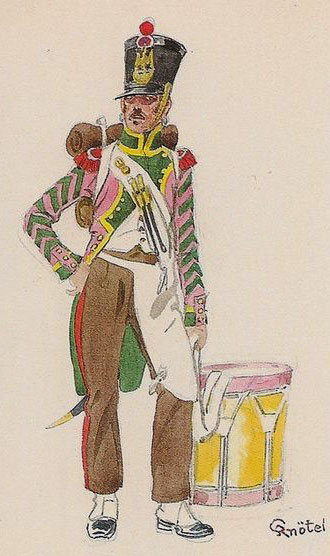 Grenadier Drummer of the French 88th of the Line: Storming of Badajoz on 6th April 1812 in the Peninsular War: picture by Knotel