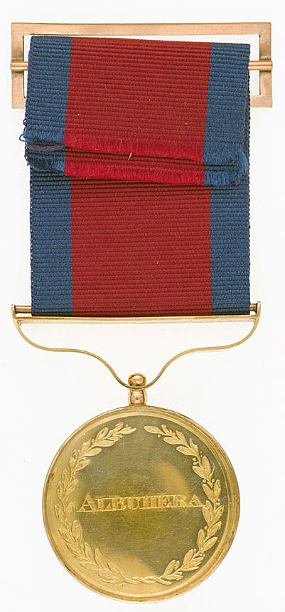 Army Gold Medal awarded to Sir William Inglis: Battle of Albuera on 16th May 1811 in the Peninsular War
