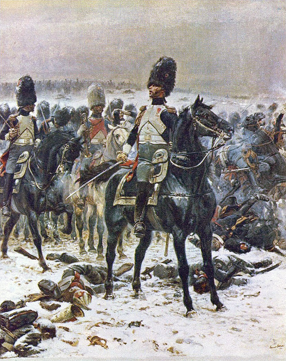 General Lepic leading the Horse Grenadiers of the Imperial Guard at the Battle of Eylau: Battle of Fuentes de Oñoro 3rd to 5th May 1811 in the Peninsular War