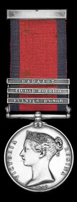 Military General Service Medal with clasp for 'Fuentes d'Onor': Battle of Fuentes de Oñoro on 5th May 1811 in the Peninsular War