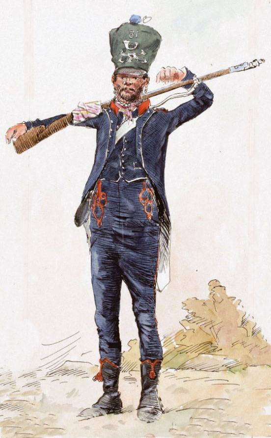 Carabinier of French 31st Light Regiment: Battle of Salamanca on 22nd July 1812 during the Peninsular War, also known as the Battle of Los Arapiles or Les Arapiles