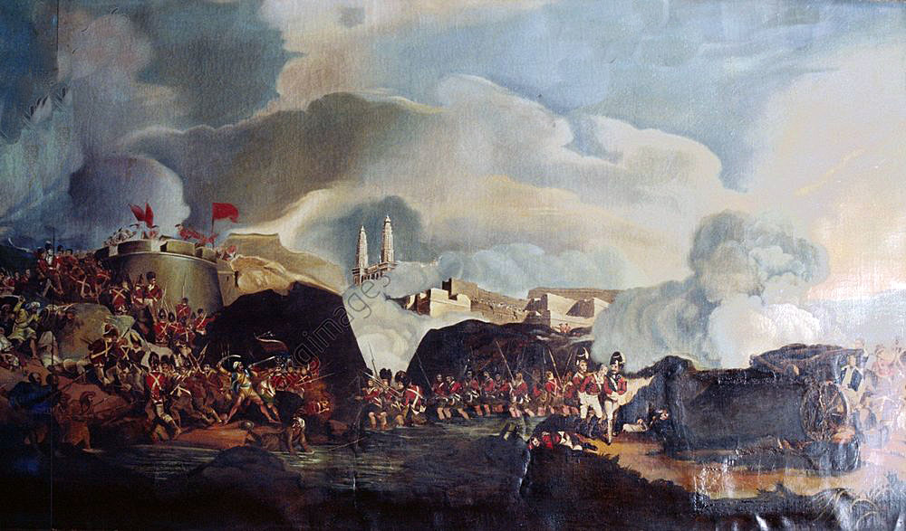 Storming of Seringapatam on 4th May 1799 in the Fourth Mysore War: right side of   picture by Robert Kerr Porter