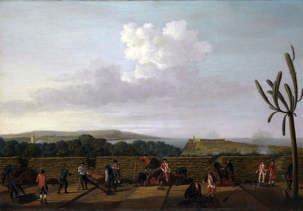 British Battery firing on El Morro Castle in the Capture of Havana in August 1762 during the Seven Years War: picture by Dominic Serres