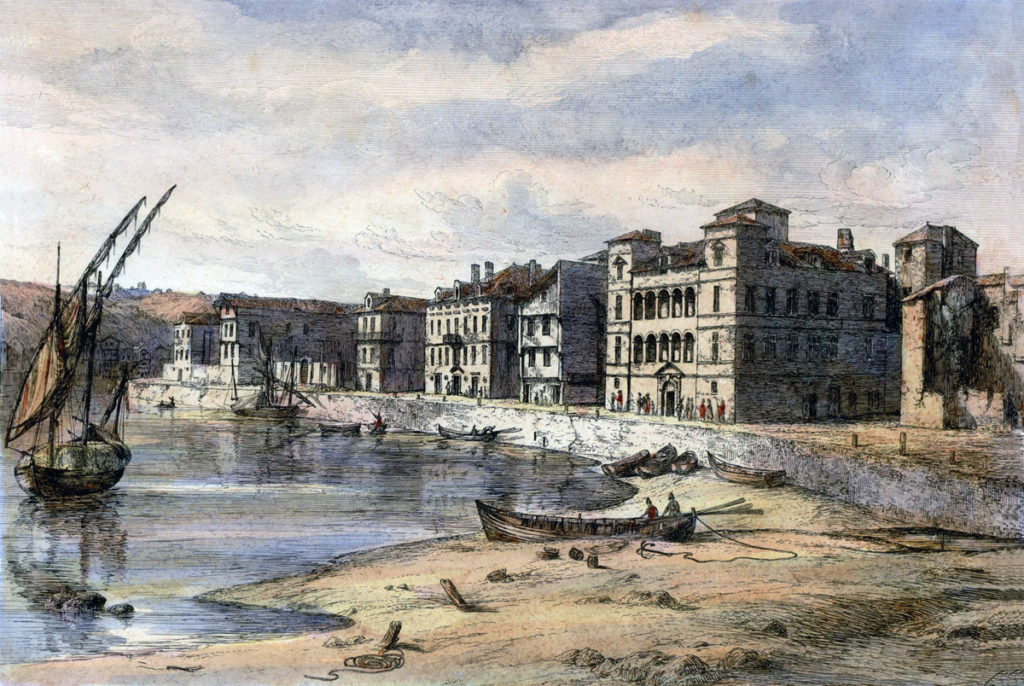 Waterfront at St Jean de Luz: Battle of the Nivelle on 10th November 1813 during the Peninsular War: picture by Robert Batty