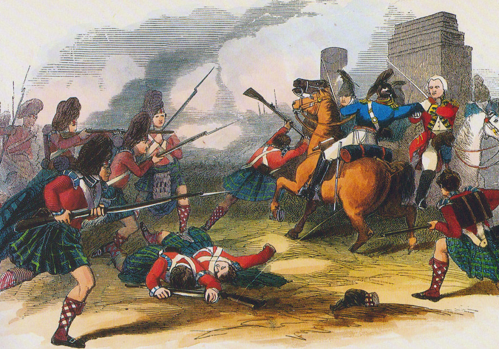42nd Highlanders rescuing General Sir Ralph Abercromby at the Battle-of Alexandria on 21st March 1801 in the French Revolutionary War