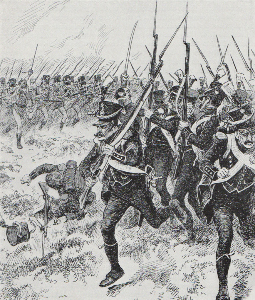 Kempt's Light Infantry meet the French 1st Light Infantry at the Battle of Maida on 4th July 1806 in the Napoleonic Wars