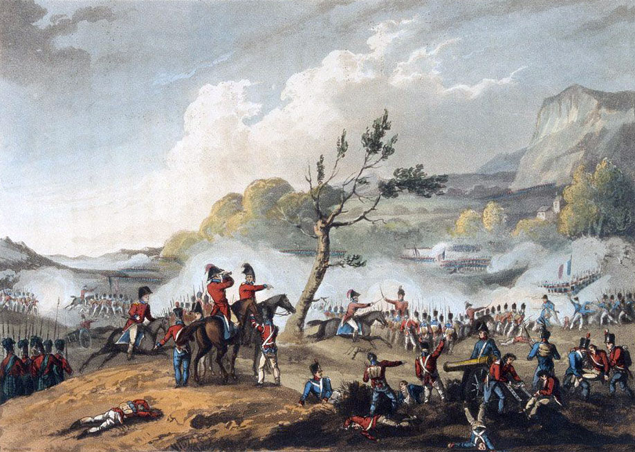 Battle of Maida on 4th July 1806 in the Napoleonic Wars: picture by J.J. Jenkins