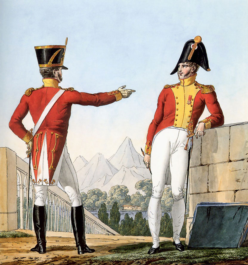 Captains of the 1st Regiment of Swiss in the French Service: Battle of Maida or Santa Euphemia on 4th July 1806 in the Napoleonic Wars: picture by Horace Vernet
