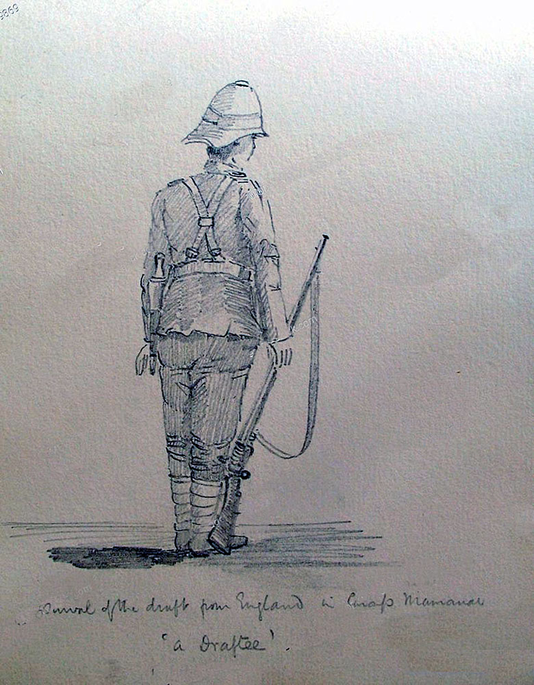 KOYLI soldier at Mamanai Camp: Tirah on the North-West Frontier of India January 1898: sketch by KOYLI officer