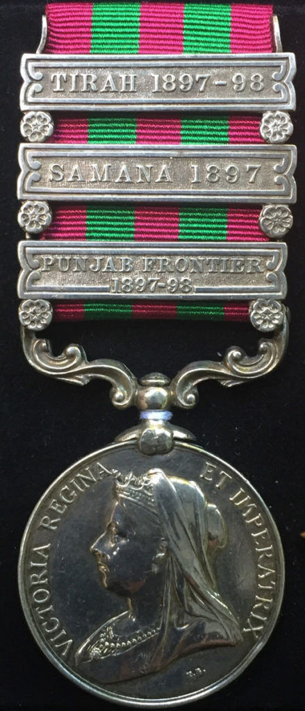 Indian Medal with clasp for 'Tirah' issued to Sgt Smith of the Northamptonshire Regiment: Tirah 1897 North-West Frontier of India