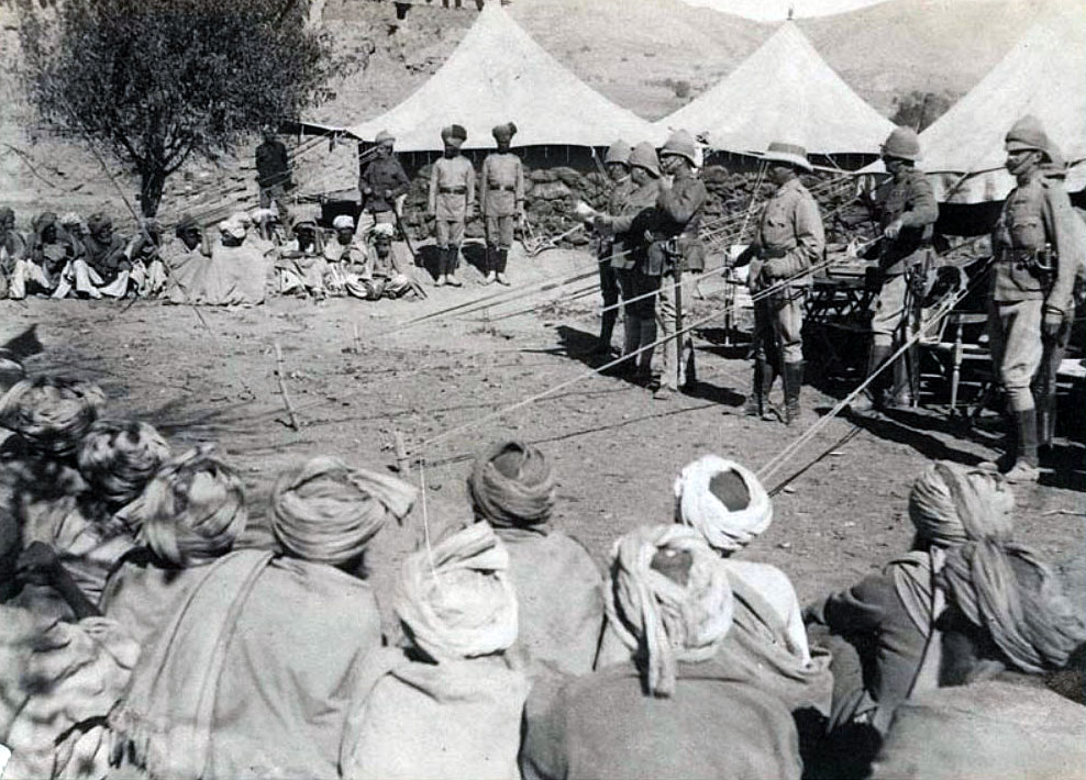 Senior British officers with an Afridi Jirgah: Tirah on the North-West Frontier of India 1898