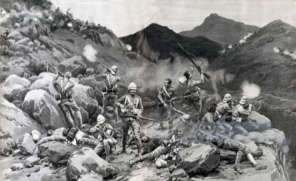 Last stand of McIntyre's party of Northamptons at Saran Sar on 9th November 1897: Tirah North-West Frontier of India