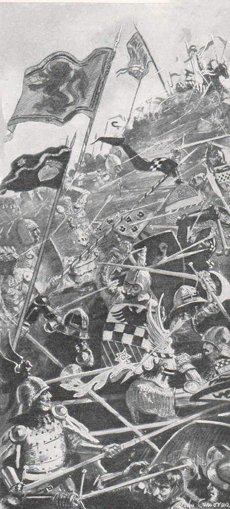 The Scots attack at the Battle of Halidon Hill on 19th July 1333 in the Scottish War of Independence: picture by John Cameron