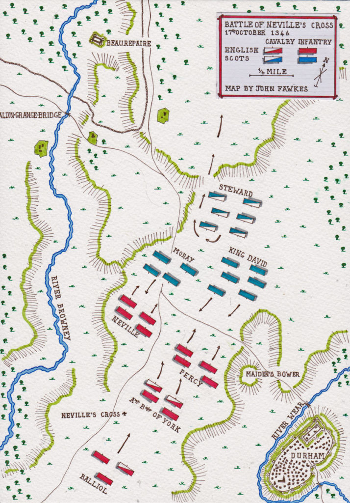 Map of the Battle of Neville's Cross on 17th October 1346: map by John Fawkes