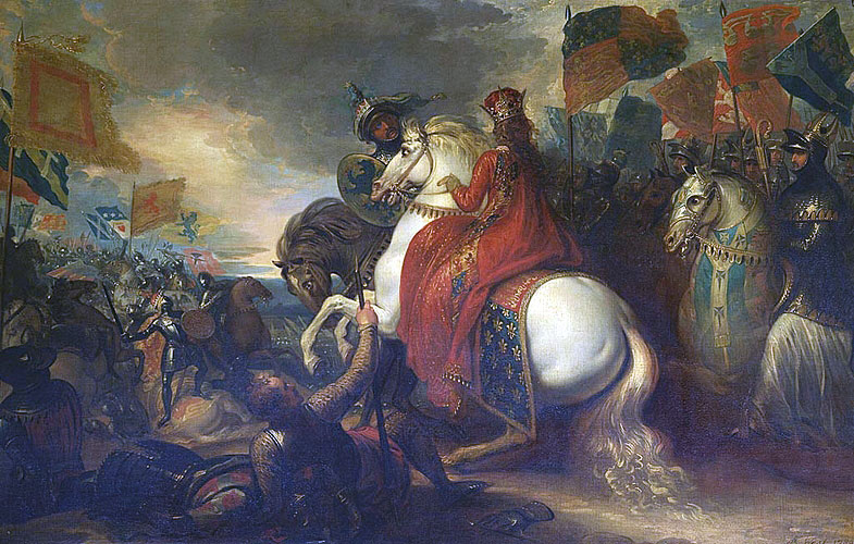 Queen Philippa at the Battle of Neville's Cross on 17th October 1346: picture by Benjamin West