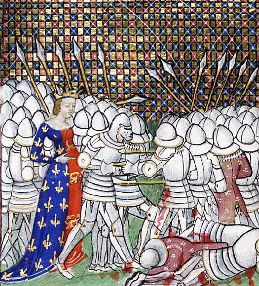 Medieval Image of Queen Philippa at the Battle of Neville's Cross on 17th October 1346