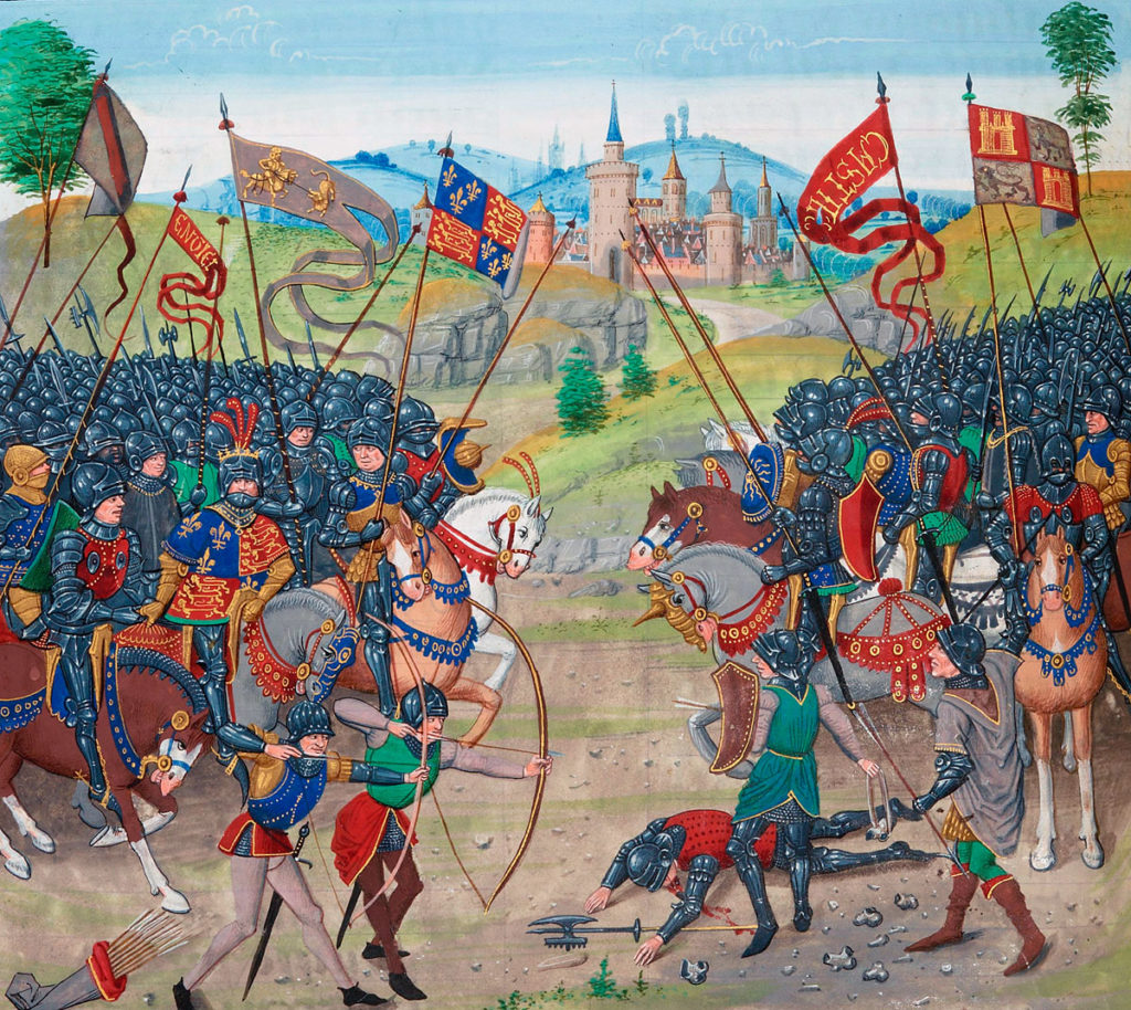 Battle of Najera 3rd April 1367 in the Hundred Years War: picture from Froissart