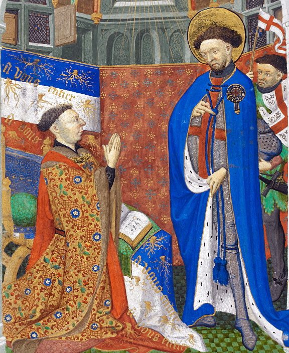 John of Lancaster, Duke of Bedford kneels before St George: Battle of Verneuil on 17th August 1424 in the Hundred Years War